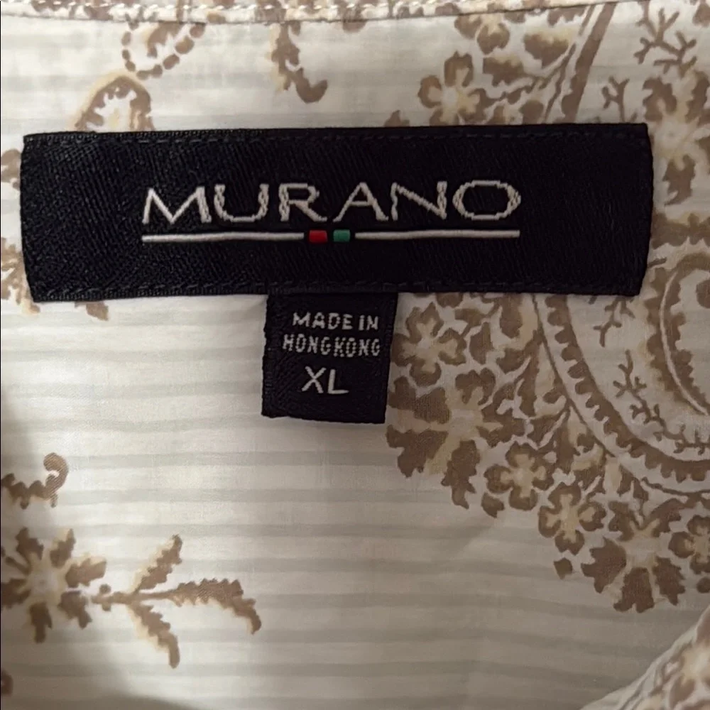 Murano Men’s SZ XL Tan/Beige Casual Button Down Shirt with Vintage Pattern - Picture 2 of 11